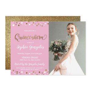 Pink Gold Confetti Quinceanera photo 15th birthday