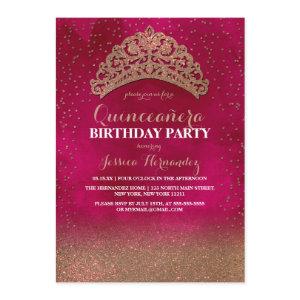 Pink Gold Confetti Tiara Crown Glitter Quinceañera
