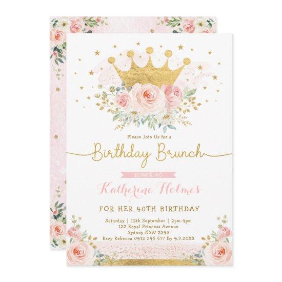 Pink Gold Crown Princess 40th Birthday Party