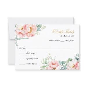 Pink & Gold Elegant Quinceañera RSVP Card