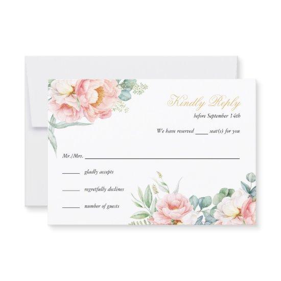Pink & Gold Elegant Quinceañera RSVP Card