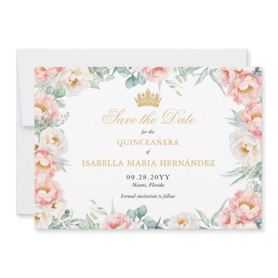 Pink & Gold Elegant Quinceañera Save The Date