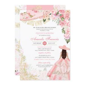 Pink & Gold Floral Charra Western Quinceanera