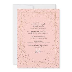 Pink Gold Glitter Confetti Border Quinceañera