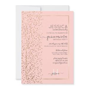 Pink Gold Glitter Confetti Side Quinceañera
