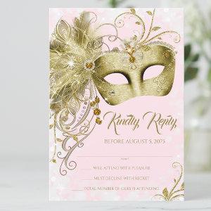 Pink Gold Glitter Masquerade Party