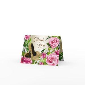 Pink Gold High Heel Shoe Roses Thank You Cards