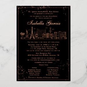 Pink Gold Las Vegas Quinceañera Birthday Invitatio Foil