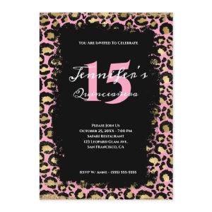 Pink Gold Leopard Grunge Safari Orange Quinceañera