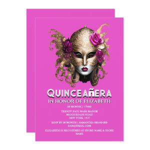 Pink gold masquerade quinceanera birthday elegant