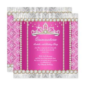 Pink Gold Princess Quinceanera Diamond Lace