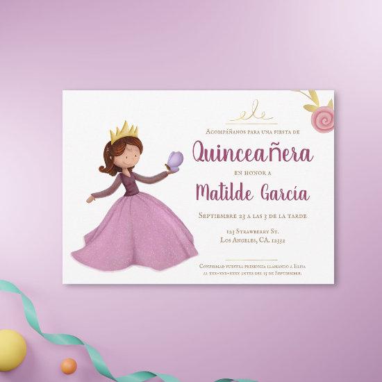 Pink Gold Princess Spanish Quinceañera
