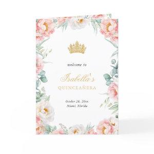 Pink Gold Quinceanera Princess Padrinos Event Program