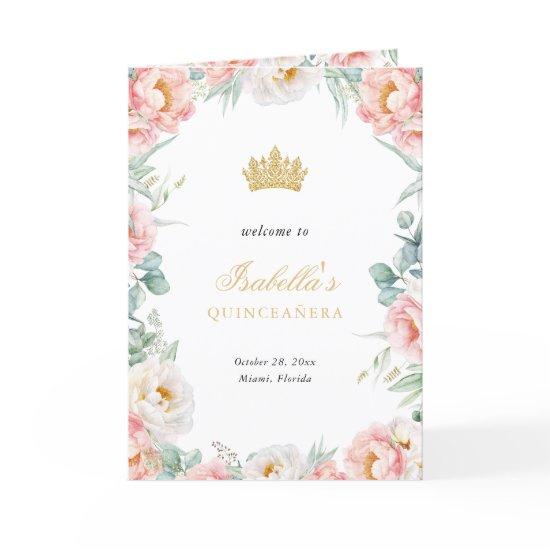 Pink Gold Quinceanera Princess Padrinos Event Program
