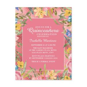 Pink Gold Quinceañera Yellow Blue Floral