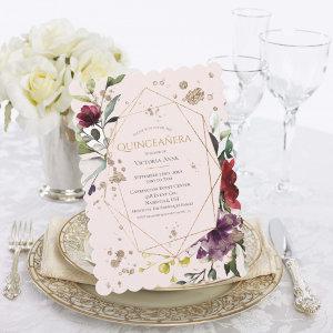 Pink Gold Scalloped Quinceañera