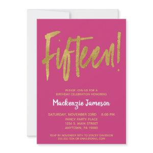 Pink Gold Script 15th Birthday Party