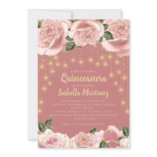 Pink Gold String Light Star Quinceañera Photo