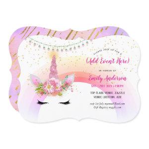 Pink Gold Unicorn Face  ANY EVENT