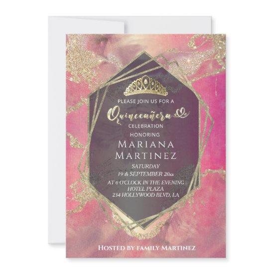 Pink Gold watercolor geometrical  Quinceañera