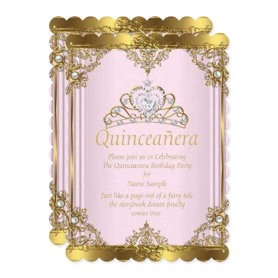 Pink Gold White Pearl Princess Quinceanera 2