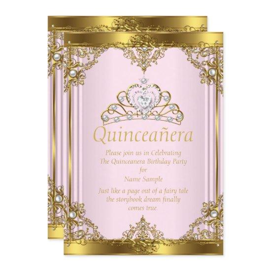 Pink Gold White Pearl Princess Quinceanera 2