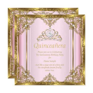 Pink Gold White Pearl Princess Quinceanera 3