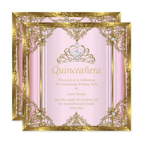 Pink Gold White Pearl Princess Quinceanera 3