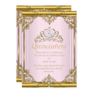 Pink Gold White Pearl Princess Quinceanera Blush