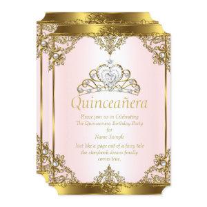 Pink Gold White Pearl Princess Quinceanera