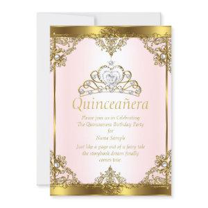 Pink Gold White Pearl Princess Quinceanera