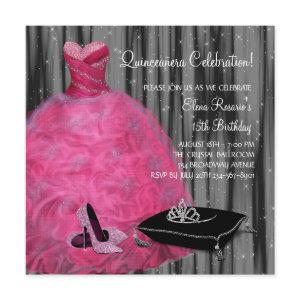Pink Gown High Heel Shoes Hot Pink Quinceanera