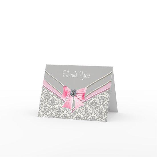 Pink Gray Damask Thank You