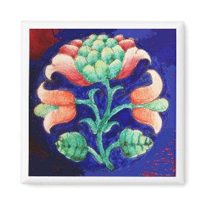 PINK GREEN BLUE FLORAL MAGNET