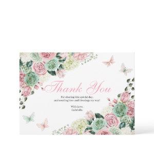 Pink & Green Enchanted Garden  Thank You Card