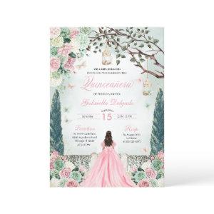Pink Green Princess Enchanted Garden Quinceanera