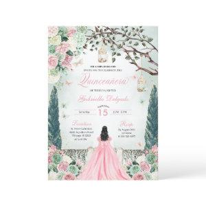 Pink Green Princess Enchanted Garden Quinceanera