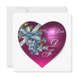 PINK HEART FORGET ME NOT MONOGRAM  Blue White