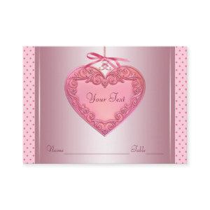 Pink Heart Name Seating Table Cards