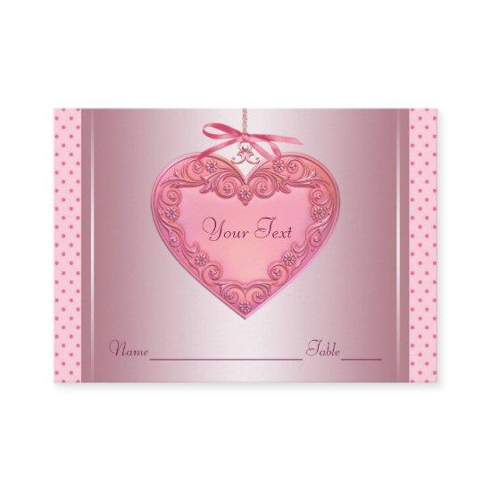 Pink Heart Name Seating Table Cards