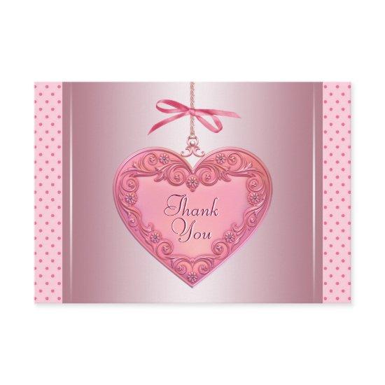 Pink Heart Thank You Cards