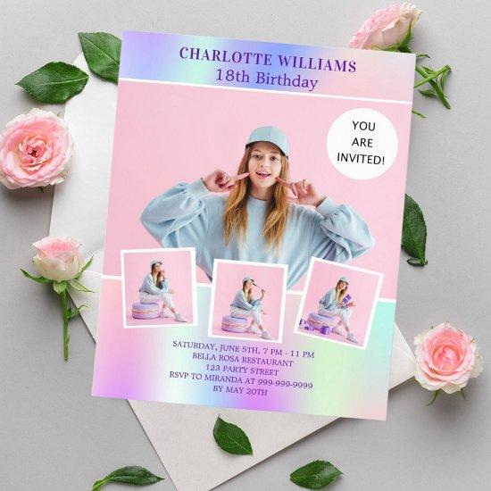 Pink holographic photo budget birthday