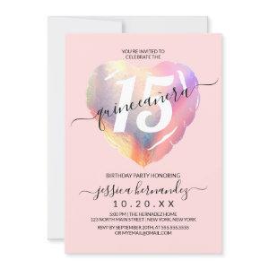 Pink Iridescent Foil Heart Balloon Quinceañera