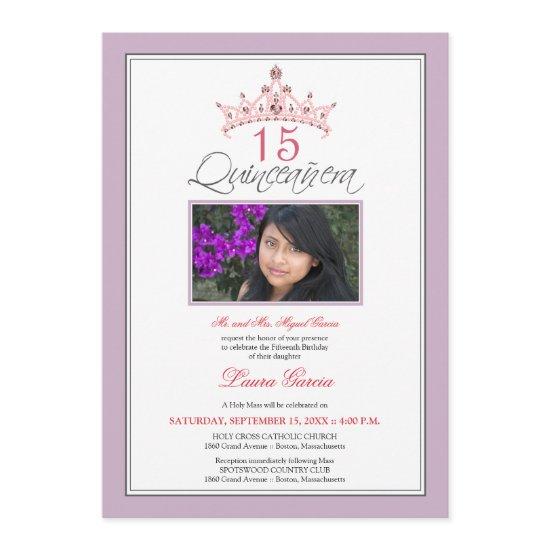 Pink Jeweled Tiara Quinceanera  (purple)