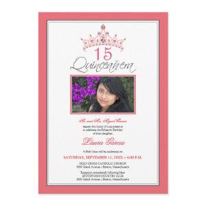Pink Jeweled Tiara Quinceanera  (rose)