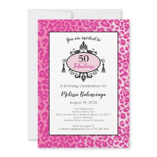 Pink Leopard 50 & Fabulous Happy 50th Birthday