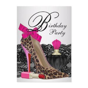 Pink Leopard High Heel Shoe Girly Birthday Party