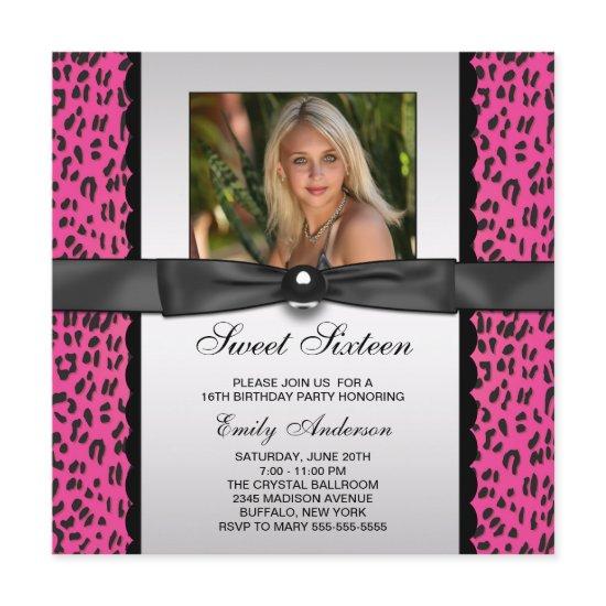Pink Leopard Photo Sweet 16 Birthday Party