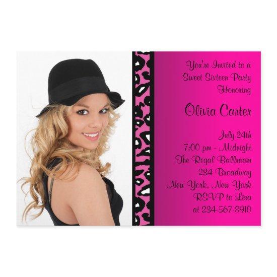 Pink Leopard Photo Sweet Sixteen Birthday Party