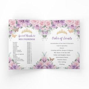 Pink Lilac Floral Quinceañera Order of Events  Program